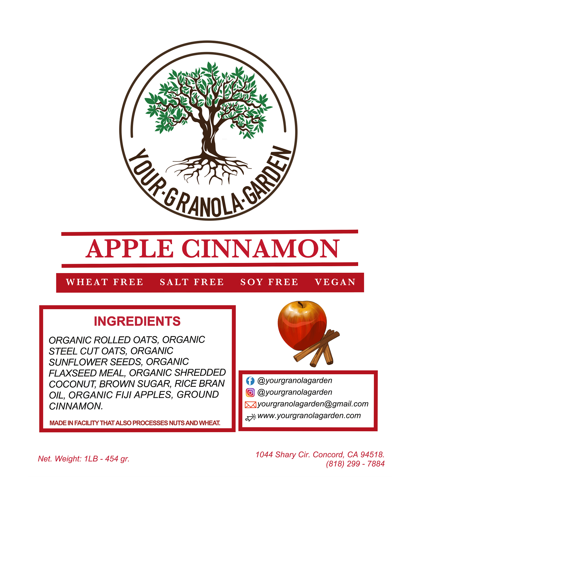 Your Granola Garden - Apple Cinnamon Ingredients