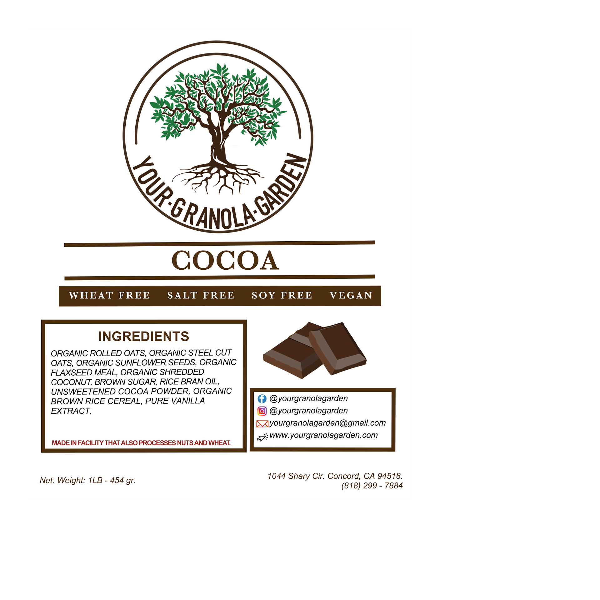 Your Granola Garden - Cocoa Granola Ingredients